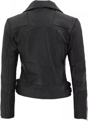 Womens Finest Leather Black Moto Jacket