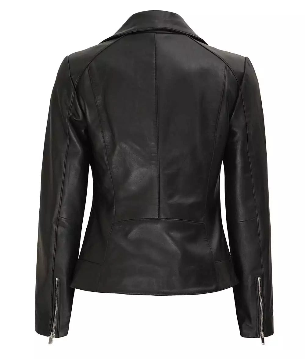 Women's Asymmetrical Black Leather Jacket