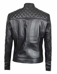 Womens Quilted Black Biker Leather Jacket