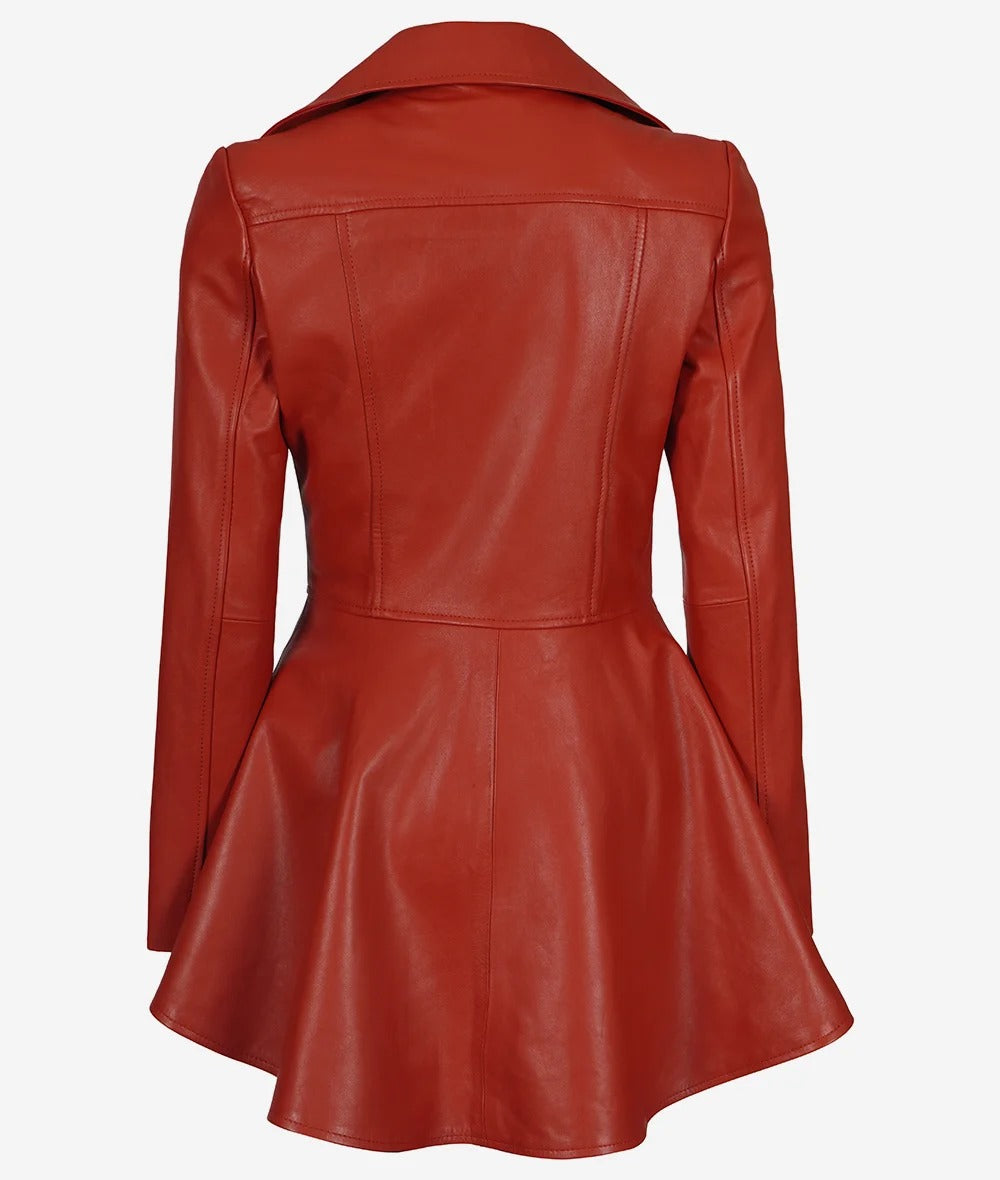 Women's Red Peplum Leather Jacket