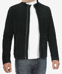 Men's Real Suede Black Biker Jacket