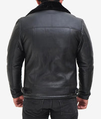 Men's B3 Bomber Black Shearling Leather Jacket