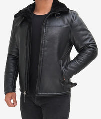 Men's B3 Bomber Black Shearling Leather Jacket