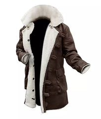 Men's Brown Bane Sherpa Coat - Real Leather Swedish Winter Coat