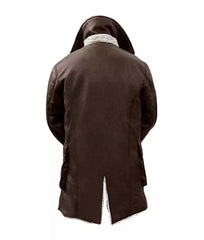 Men's Brown Bane Sherpa Coat - Real Leather Swedish Winter Coat