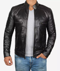 Men's Premium Black Cafe Racer Leathers Jackets