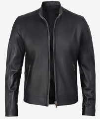 Men's Premium Black Cafe Racer Leather Jacket