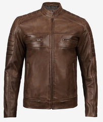 Mens Coffee Brown Biker Leather Jacket