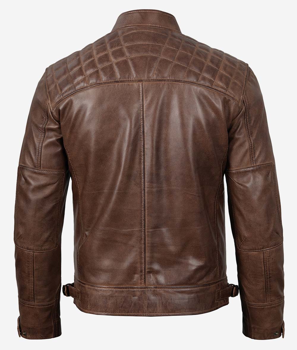 Men's Coffee Brown Motorcycle Leather Jacket