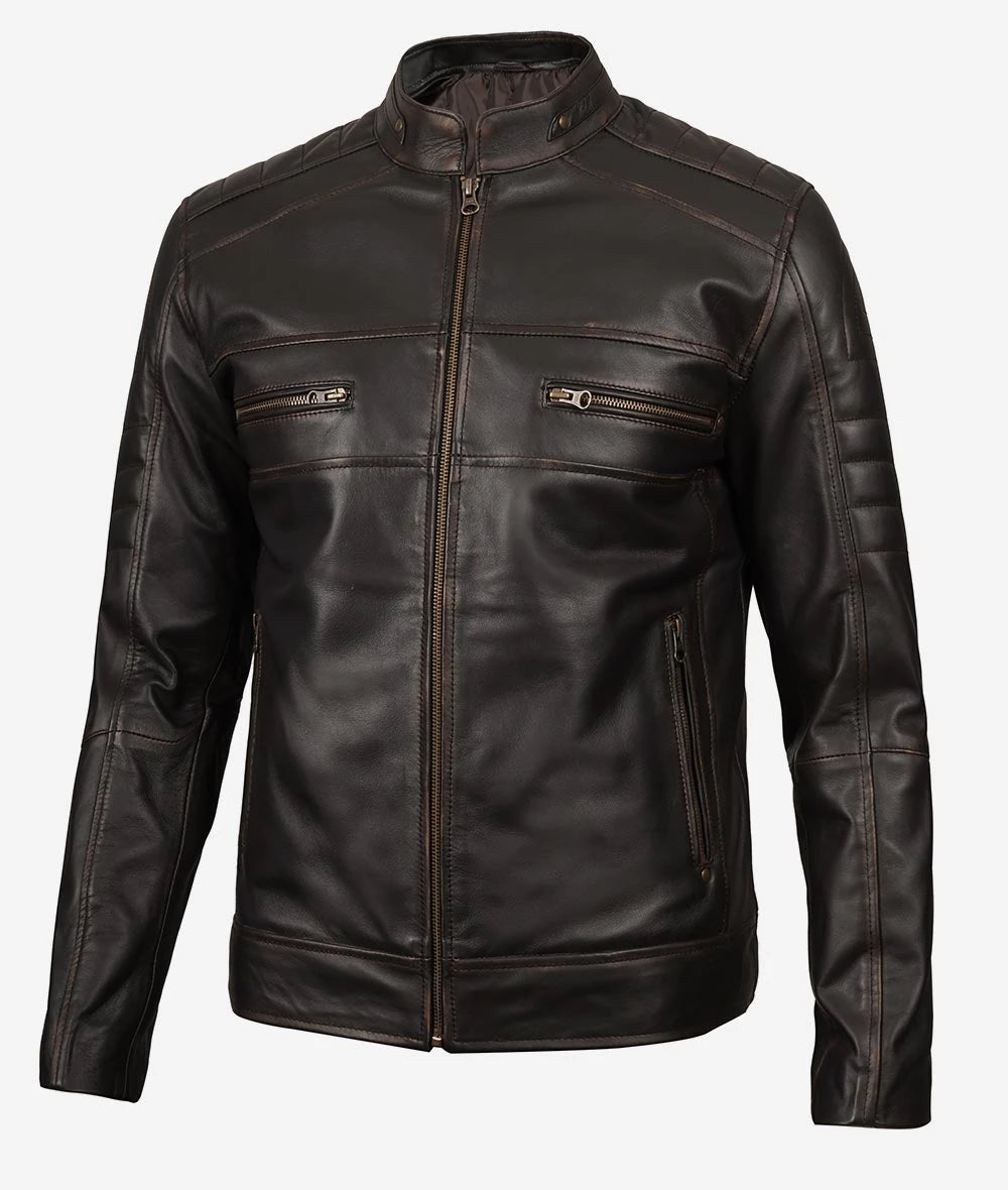 Mens Real Leather Vintage Brown Leather Jacket