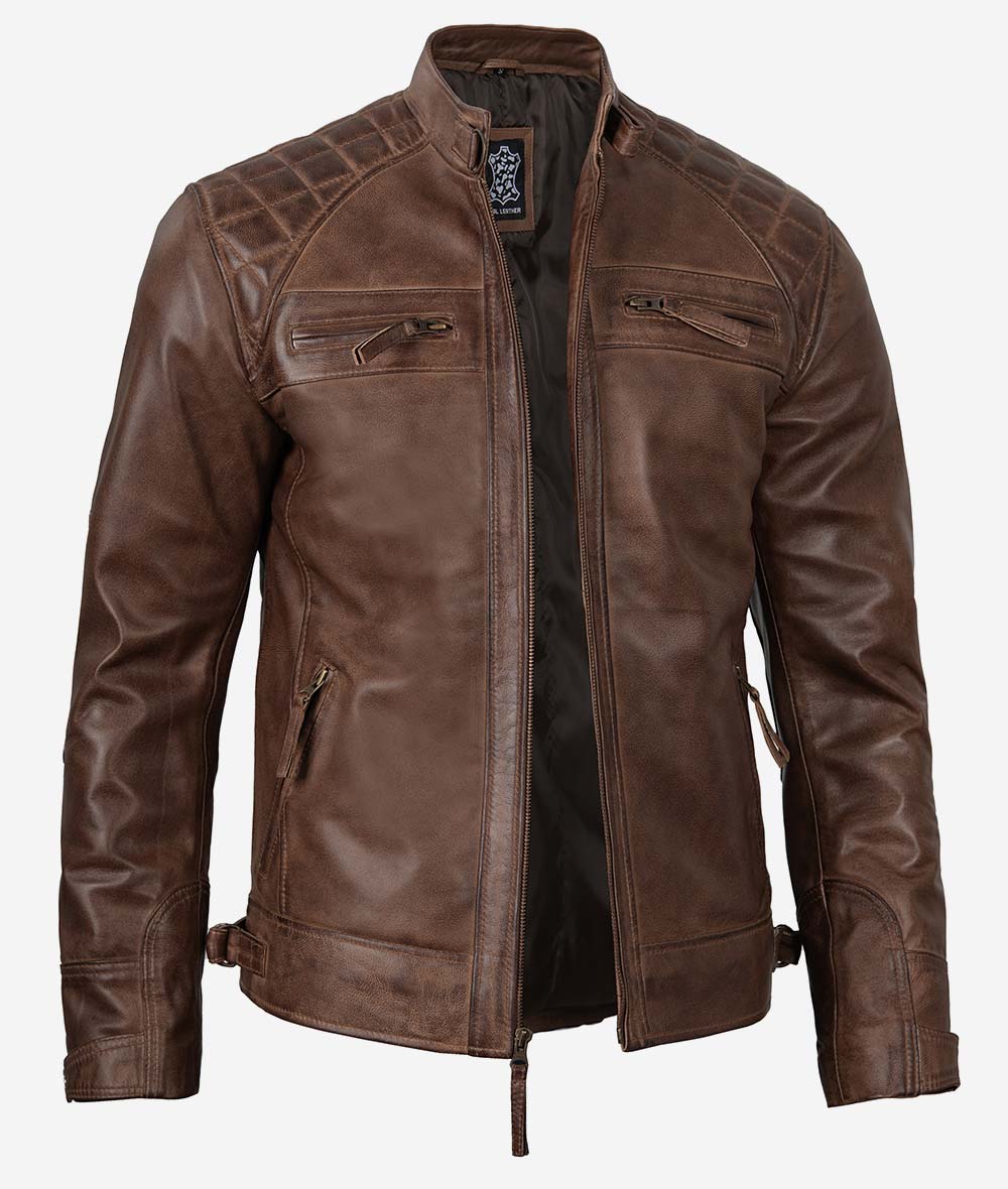 Men's Coffee Brown Motorcycle Leather Jacket