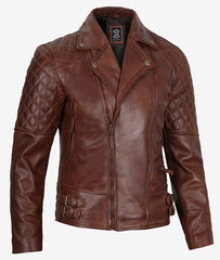 Men's Cognac Motorcycle Leather Jacket