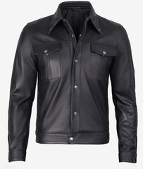 Men's Premium Black Trucker Leather Jacket