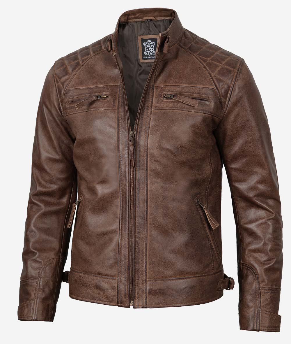 Men's Coffee Brown Motorcycle Leather Jacket