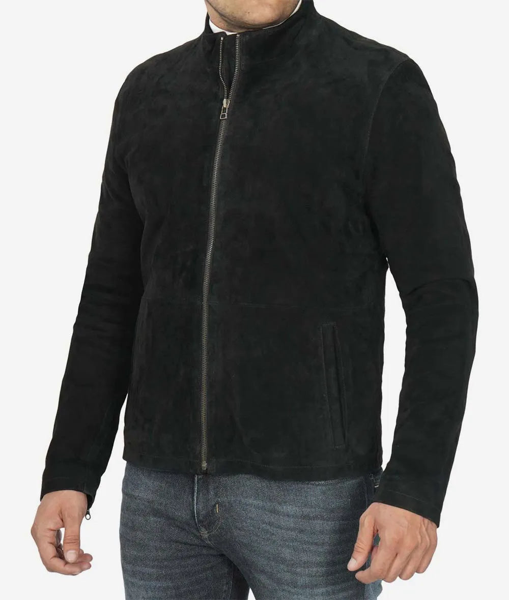 Men's Real Suede Black Biker Jacket