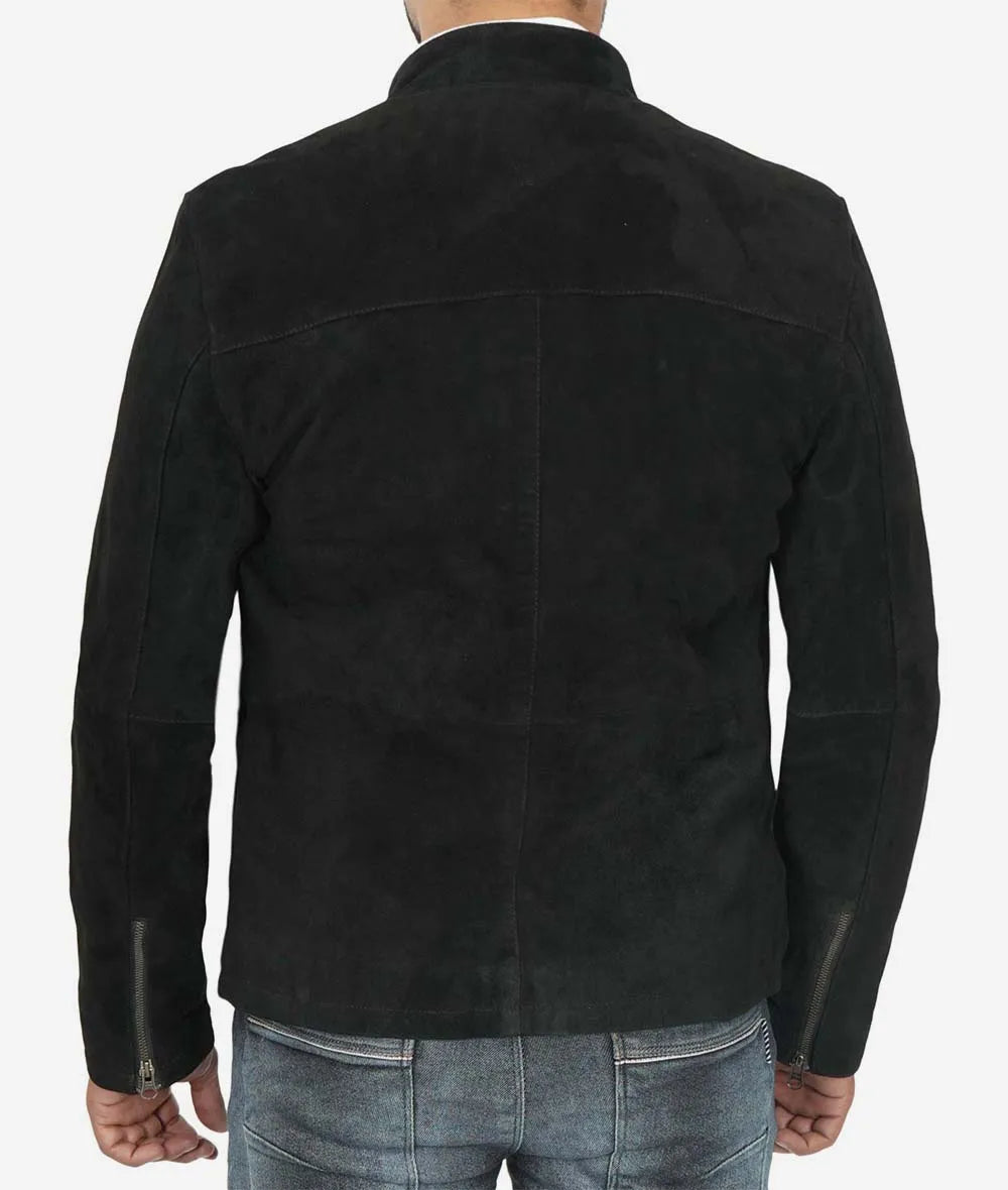 Men's Real Suede Black Biker Jacket