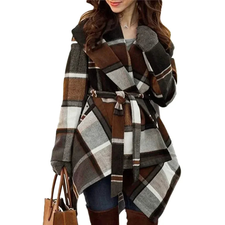 Women’s Wool Brown Belted Pea Coat