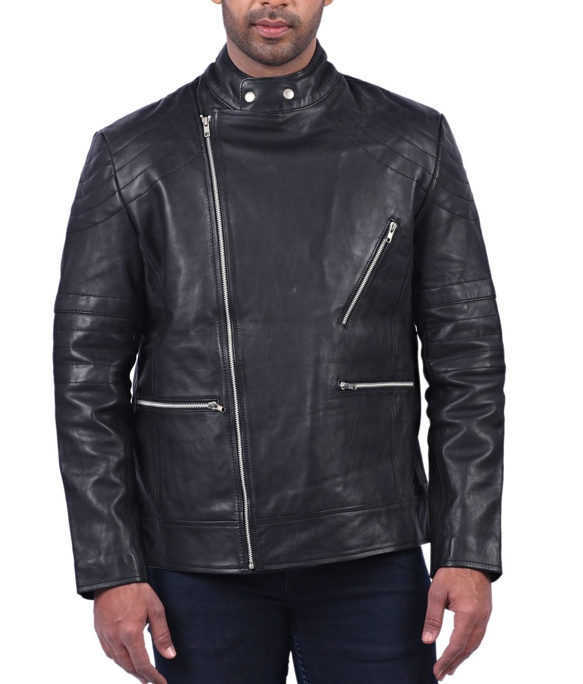 Black Biker Leather Jacket For Mens