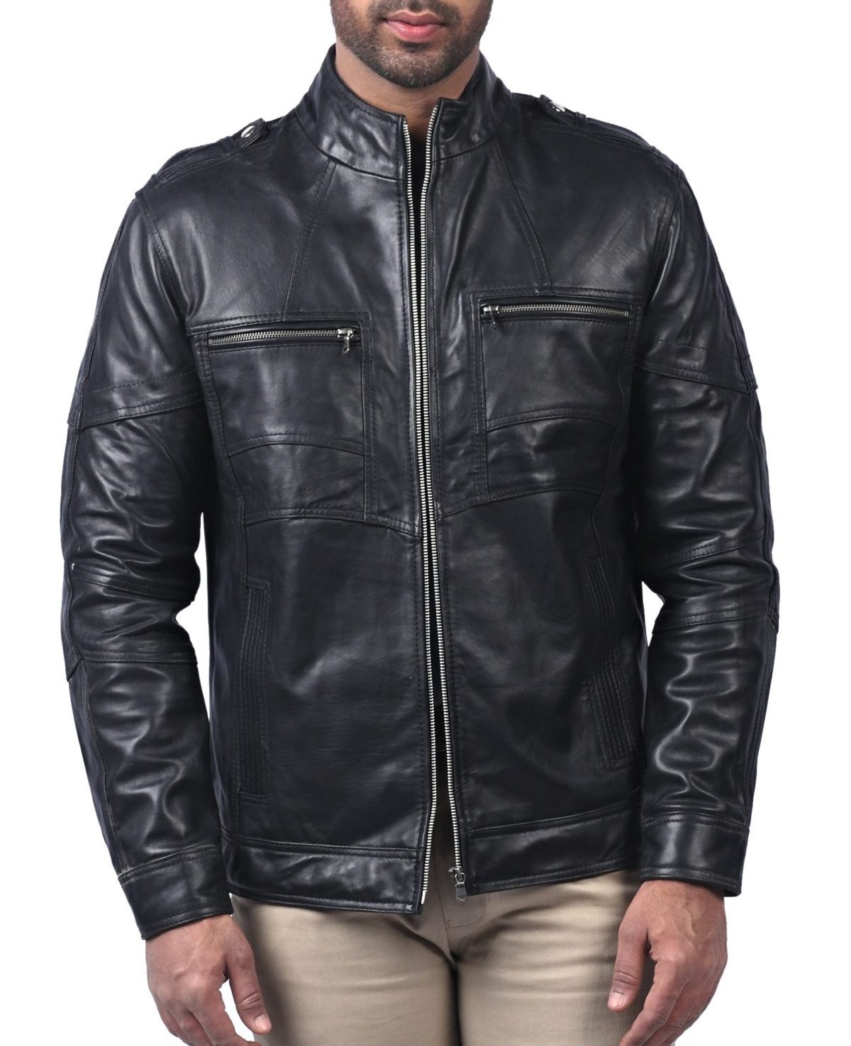 Men’s Black Stylish Real Sheep Leather Jacket