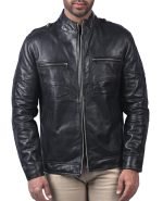Men’s Black Stylish Real Sheep Leather Jacket