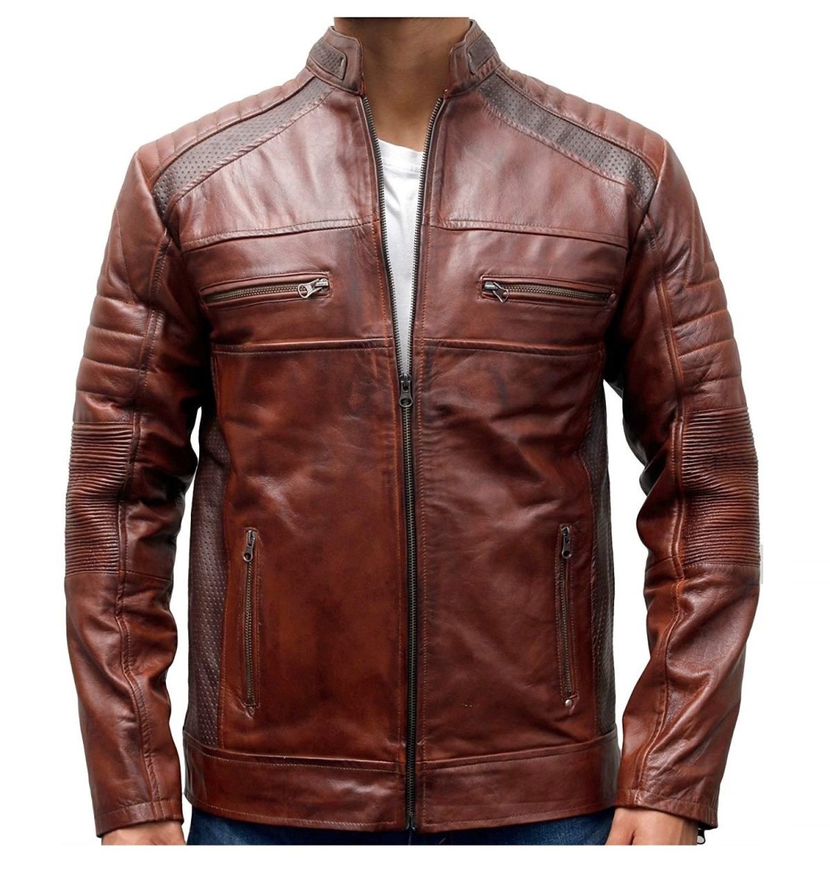 Mens Brown Cafe Racer Jacket