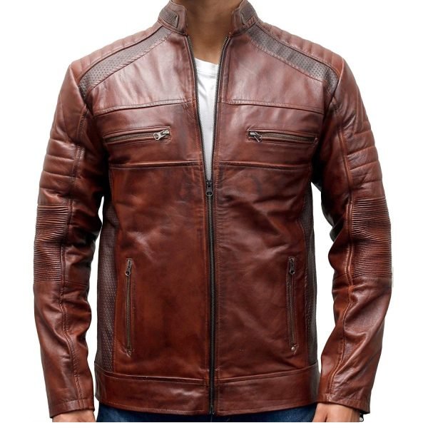 Mens Brown Cafe Racer Jacket