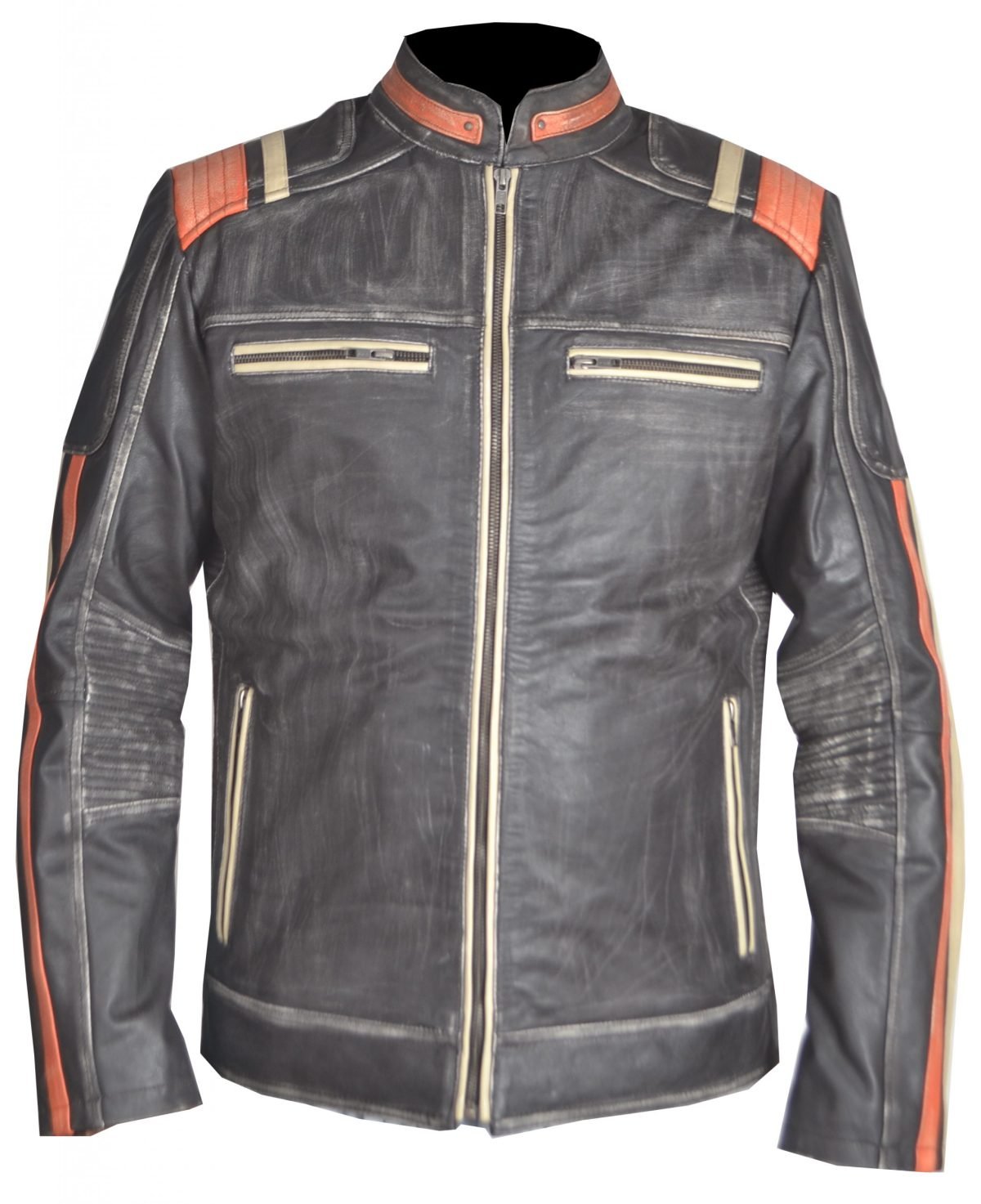 Vintage Cafe Racer Leather Jacket