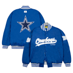 Men's GOLF WANG Blue Dallas Cowboys Satin Full-Snap Bomber Jacket