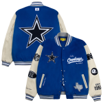 Men's GOLF WANG Royal Dallas Cowboys Letterman Full-Snap Jacket