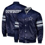 Men's Starter Navy Dallas Cowboys Scout Full-Snap Varsity Jacket